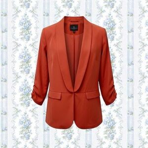 Worthington Petite Women's Small Burnt Orange 3/4 Sleeve Blazer
